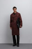 Antioch-Bordo Relax Fit Erkek Trençkot-Trençkot-3-Milagron.com