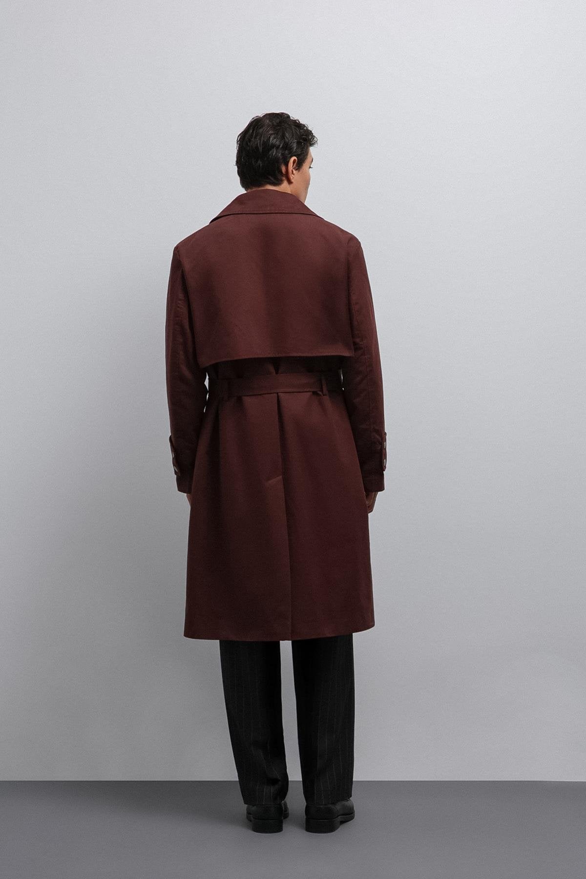 Antioch-Bordo Relax Fit Erkek Trençkot-Trençkot-7-Milagron.com