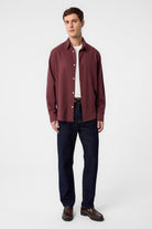 Antioch-Bordo Relax Fit Keten Karışımlı Erkek Gömlek-Gömlek-3-Milagron.com