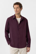 Antioch-Bordo Relax Fit Liyosel Kumaş Erkek Gömlek-Gömlek-2-Milagron.com