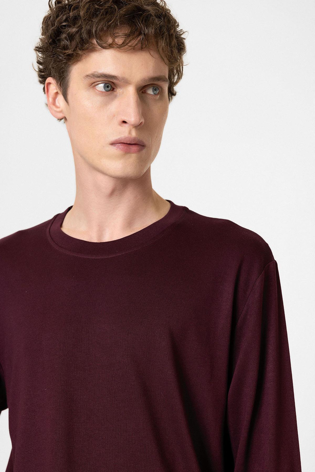 Antioch-Bordo Relaxed Fit Basic Erkek T Shirt-T-Shirts-4-Milagron.com