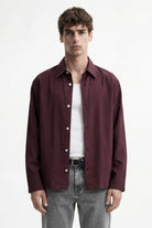 Antioch Bordo Relaxed Fit Çizgili Erkek Gömlek