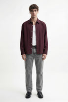 Antioch Bordo Relaxed Fit Çizgili Erkek Gömlek