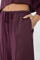 Antioch-Bordo Relaxed Kadın Pantolon-Kumaş Pantolon-3-Milagron.com