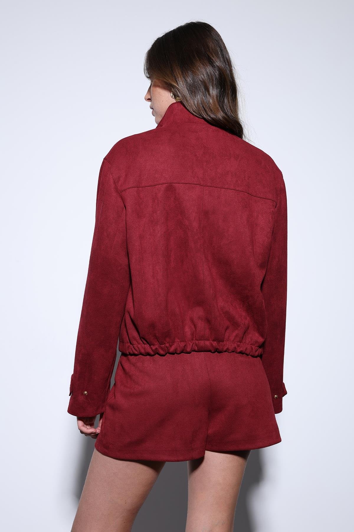 Antioch-Antioch Bordo Süet Bomber Ceket-Ceket-7-Milagron.com