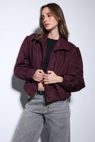 Antioch-Bordo Süet Görünümlü Bomber Kadın Ceket-Ceket-4-Milagron.com