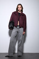 Antioch-Bordo Süet Görünümlü Bomber Kadın Ceket-Ceket-5-Milagron.com