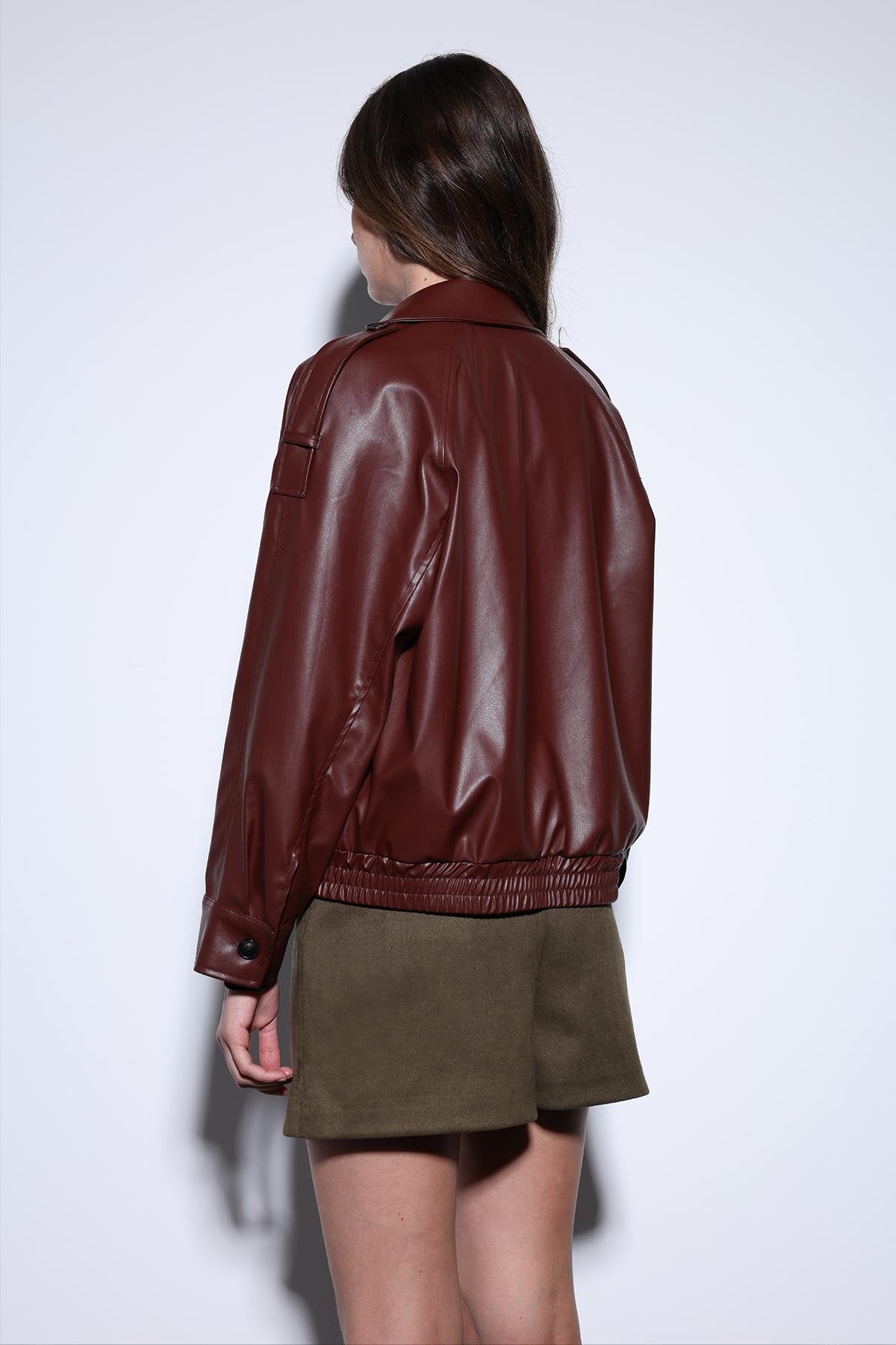 Antioch-Antioch Bordo Suni Deri Bomber Ceket-Ceket-6-Milagron.com