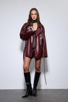 Antioch-Bordo Suni Deri Kemerli Trençkot-Trençkot-5-Milagron.com