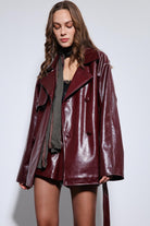 Antioch-Bordo Suni Deri Kemerli Trençkot-Trençkot-6-Milagron.com