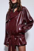 Antioch-Bordo Suni Deri Kemerli Trençkot-Trençkot-7-Milagron.com