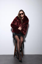 Antioch-Bordo Suni Kürk Kadın Ceket-Ceket-1-Milagron.com