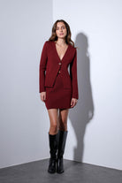 Antioch-Antioch Bordo Tek Düğme Triko Kadın Hırka-Hırka-2-Milagron.com