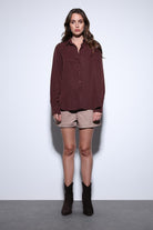 Antioch-Antioch Bordo Tensel Kadın Gömlek-Gömlek-3-Milagron.com