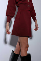 Antioch-Antioch Bordo Triko Kadın Mini Etek-Etek-5-Milagron.com