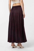 Antioch-Bordo Uzun Dökümlü Pilili Kadın Etek-Etek-4-Milagron.com