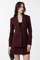 Antioch-Bordo Vücuda Oturan Kadın Blazer Ceket-Blazer Ceket-1-Milagron.com