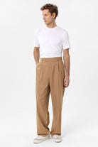 Antioch-Camel Baggy Yüksek Bel Erkek Kumaş Pantolon-Kumaş Pantolon-2-Milagron.com