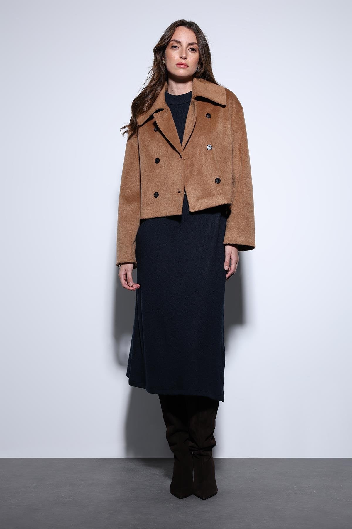 Antioch-Antioch Camel Kruvaze Kadın Kısa Kaban-Kaban-3-Milagron.com