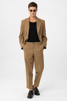 Antioch-Camel Yüksek Bel Straight Fit Erkek Pantolon-Kumaş Pantolon-2-Milagron.com