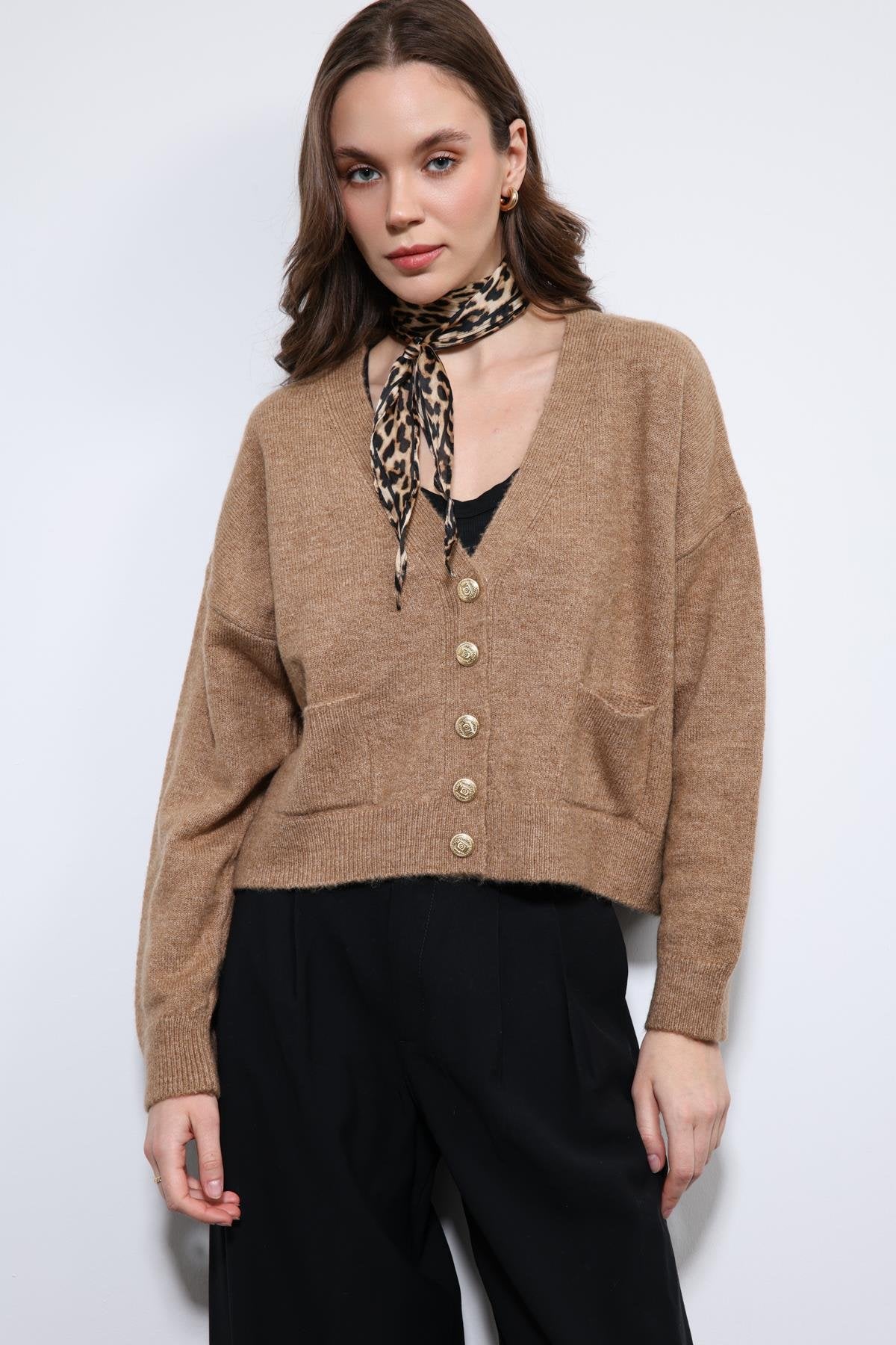 Antioch-Camel Yün Karışımlı Hırka-Hırka-3-Milagron.com