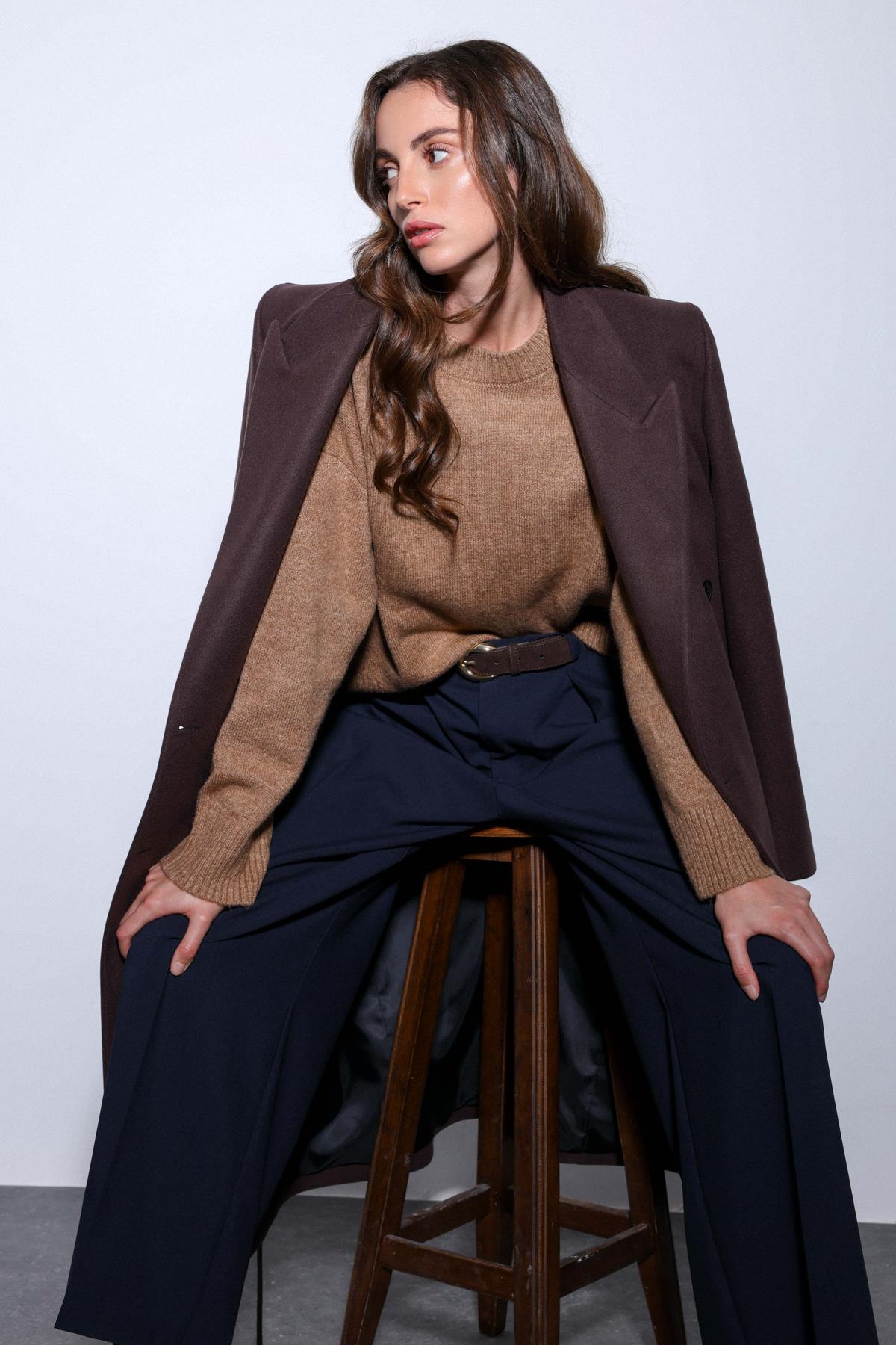 Antioch-Antioch Camel Yün Karışımlı Kadın Kazak-Kazak-7-Milagron.com