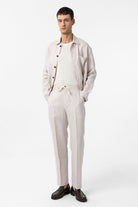 Antioch-Ekru 100% Keten Yüksek Bel Erkek Pantolon-Kumaş Pantolon-2-Milagron.com