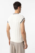 Antioch-Ekru 100% Pamuk Örgü Erkek Yelek-Yelek-5-Milagron.com