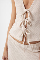 Antioch-Ekru Bağ Detaylı Dokulu Kadın Takım-Alt - Üst Takım-3-Milagron.com