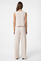 Antioch-Ekru Bağ Detaylı Dokulu Kadın Takım-Alt - Üst Takım-4-Milagron.com