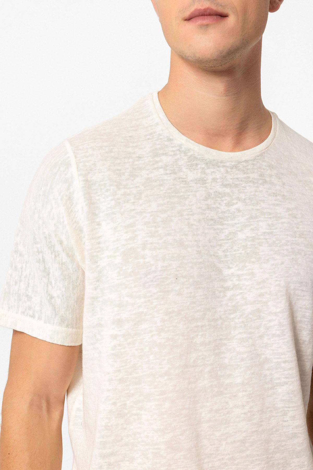 Antioch Ekru Basic Bisiklet Yaka Erkek T-Shirt