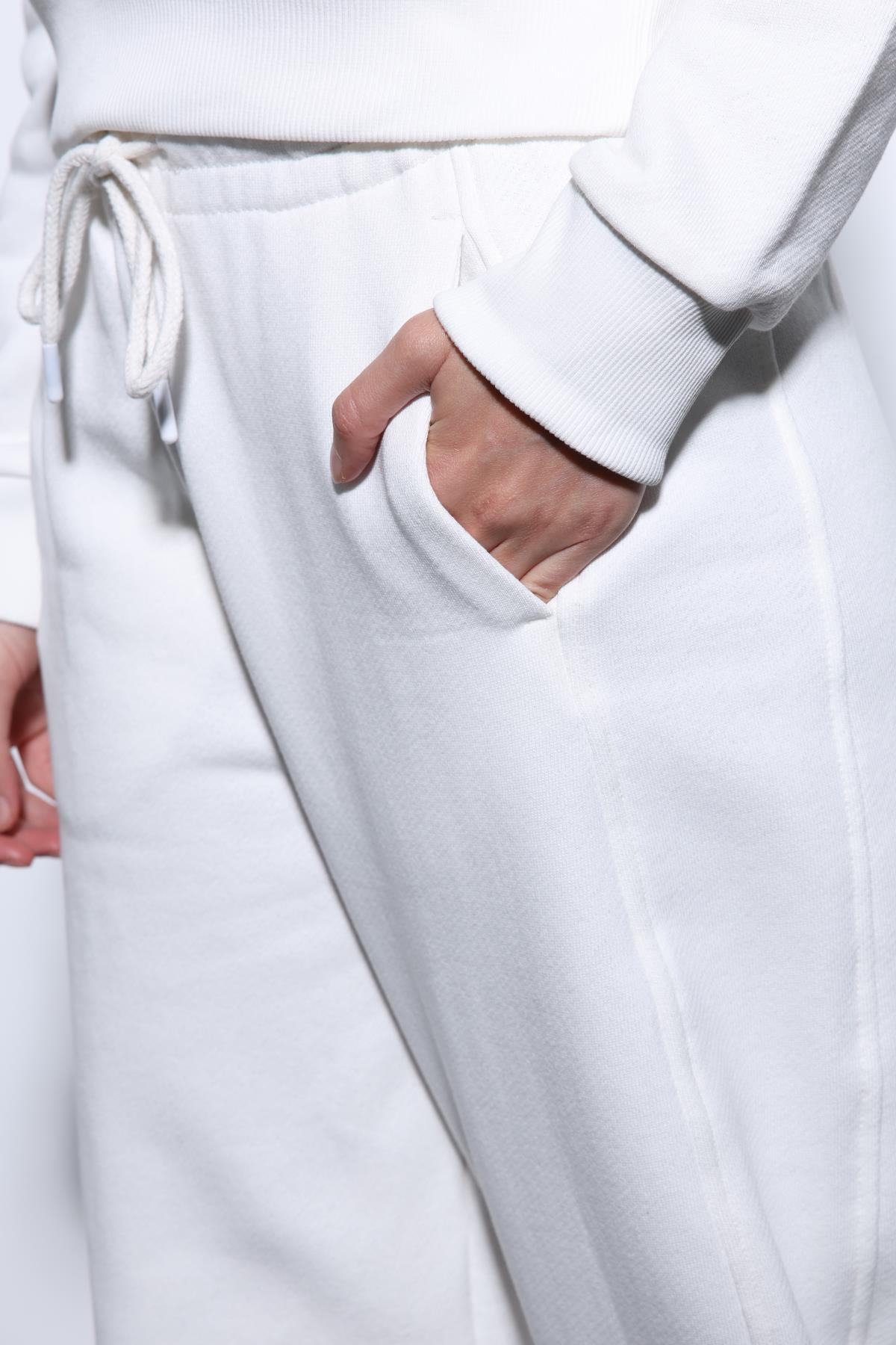 Antioch-Antioch Ekru Basic Düz Paça Kadın Eşofman Altı-Eşofman-4-Milagron.com