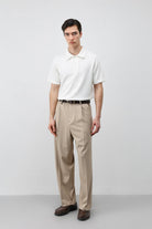 Antioch Ekru Basic Polo Yaka Erkek T-Shirt