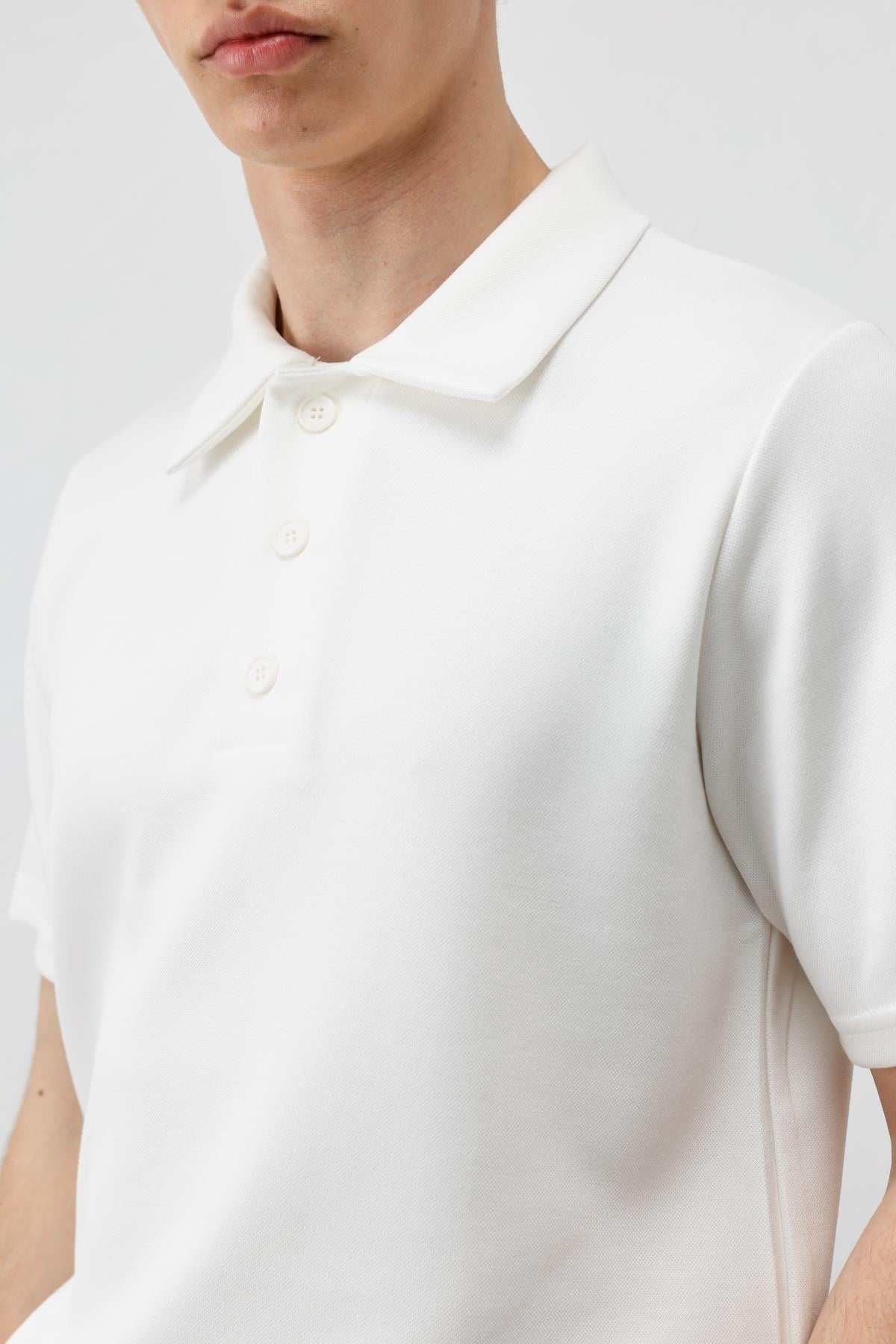 Antioch Ekru Basic Polo Yaka Erkek T-Shirt