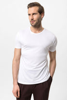 Antioch-Ekru Bisiklet Yaka Slim Fit Erkek T Shirt-T-Shirts-2-Milagron.com