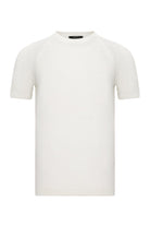 Ekru Bisiklet Yaka Triko T-Shirt - 1