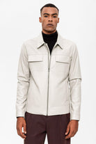 Antioch-Ekru Cep Detaylı Erkek Deri Ceket-Deri Mont-2-Milagron.com