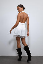 Antioch-Ekru Dantel Detaylı Saten şort-Şort-6-Milagron.com