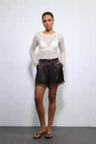 Antioch-Ekru Dantel Detaylı Transparan Bluz-Bluz-1-Milagron.com