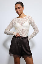 Antioch-Ekru Dantel Detaylı Transparan Bluz-Bluz-5-Milagron.com