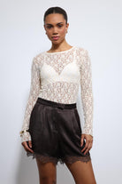 Antioch-Ekru Dantel Detaylı Transparan Bluz-Bluz-6-Milagron.com