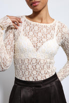 Antioch-Ekru Dantel Detaylı Transparan Bluz-Bluz-7-Milagron.com