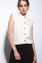 Antioch-Ekru Dokulu Kadın Triko Yelek-Yelek-3-Milagron.com