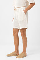 Antioch-Ekru Dokulu Relaxed Erkek şort-Şort-3-Milagron.com