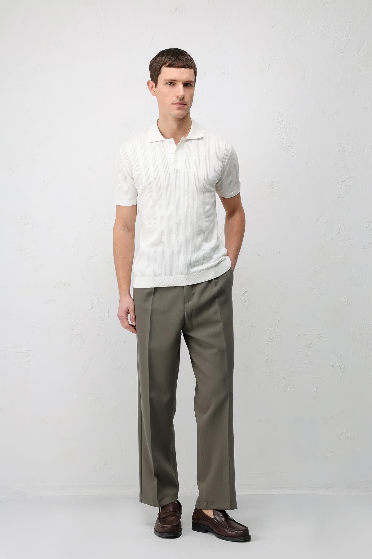 Antioch Ekru Dokulu Triko Erkek Polo T-Shirt