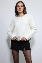 Antioch-Ekru Düğme Detaylı Triko Kazak-Kazak-2-Milagron.com