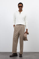 Antioch-Ekru Fermuarlı Erkek Triko Kazak-Kazak-1-Milagron.com