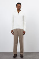 Antioch-Ekru Fermuarlı Erkek Triko Kazak-Kazak-5-Milagron.com