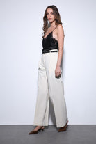 Antioch-Antioch Ekru Geniş Paça Kadın Pantolon-Kumaş Pantolon-3-Milagron.com