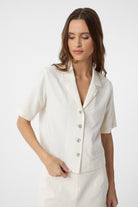 Antioch-Ekru Gömlek Şort Kadın Takım-Alt - Üst Takım-5-Milagron.com